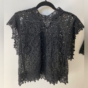 Isabel Marant Kerry Top - Black Eyelet Lace/Broderie Anglaise Top